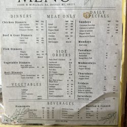 Caribbean Citchen - Current menu