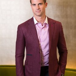 Balani - Custom Berry Sport Coat with Navy Pipe Ticket Pocket and Patch Pockets - Balani Custom Clothiers