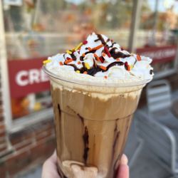 Sub Zero Nitrogen Ice Cream - Ashland, MA - A coffee drink with whipped cream and chocolate sauce