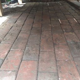 New gravel under paving bricks and bricks leveled. New gravel under paving bricks and bricks leveled.