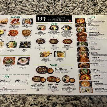 777 Korean Restaurant - Menu (page 1) - Korean Near Me - Las Vegas, Nevada