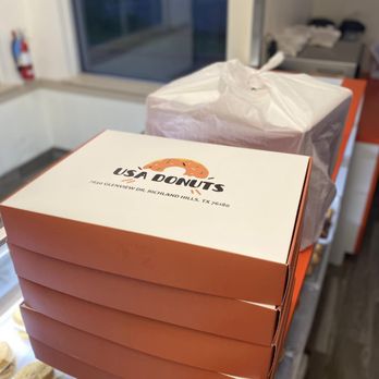 Usa Donuts - a stack of pizza boxes - Donuts Near Me - Richland Hills, Texas Usa Donuts - a stack of pizza boxes - Donuts Near Me - Richland Hills, Texas