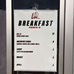 The menu