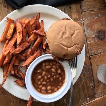 Imagine Vegan Cafe - BBQ burger, and Sweet Potato Fries with Beans - Vegan Near Me - Memphis, Tennessee Imagine Vegan Cafe - BBQ burger, and Sweet Potato Fries with Beans - Vegan Near Me - Memphis, Tennessee