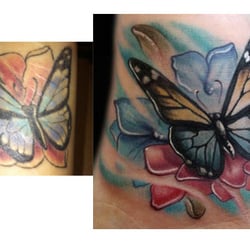 Richmond St Tattoo - What I'm pretty sure Rob was trying to do (on the right) and what he did (on the left).