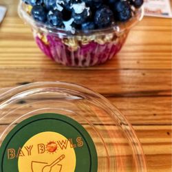BayBowls Freeport - Rio Bowl: Pitaya base (dragon fruit sorbet) topped with granola, mango, blueberries, shredded coconut and honey!
