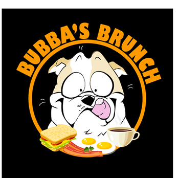 Bubba's Brunch - a bulldog with a sandwich and a cup of coffee - Food Trucks Near Me