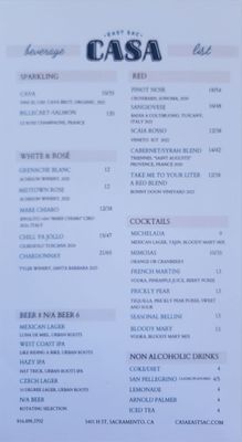 Menu photo 2 Casa East Sac Sacramento, CA Menu photo 2 Casa East Sac Sacramento, CA