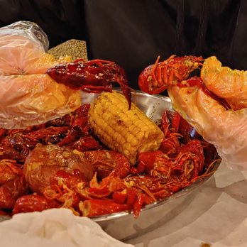 Dancing Crab - Crawfish dinner. Really good and great portions! Catfish, sausage, shrimp, and calamari all were good! - Seafood Near Me - Norman, Oklahoma