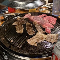 Beef on a skillet. Cooked in front of you. Beef on a skillet. Cooked in front of you.