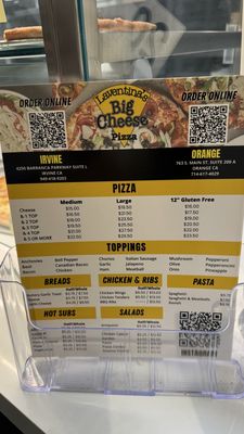 Menu photo 1 Laventina's Big Cheese Pizza Orange, CA Menu photo 1 Laventina's Big Cheese Pizza Orange, CA