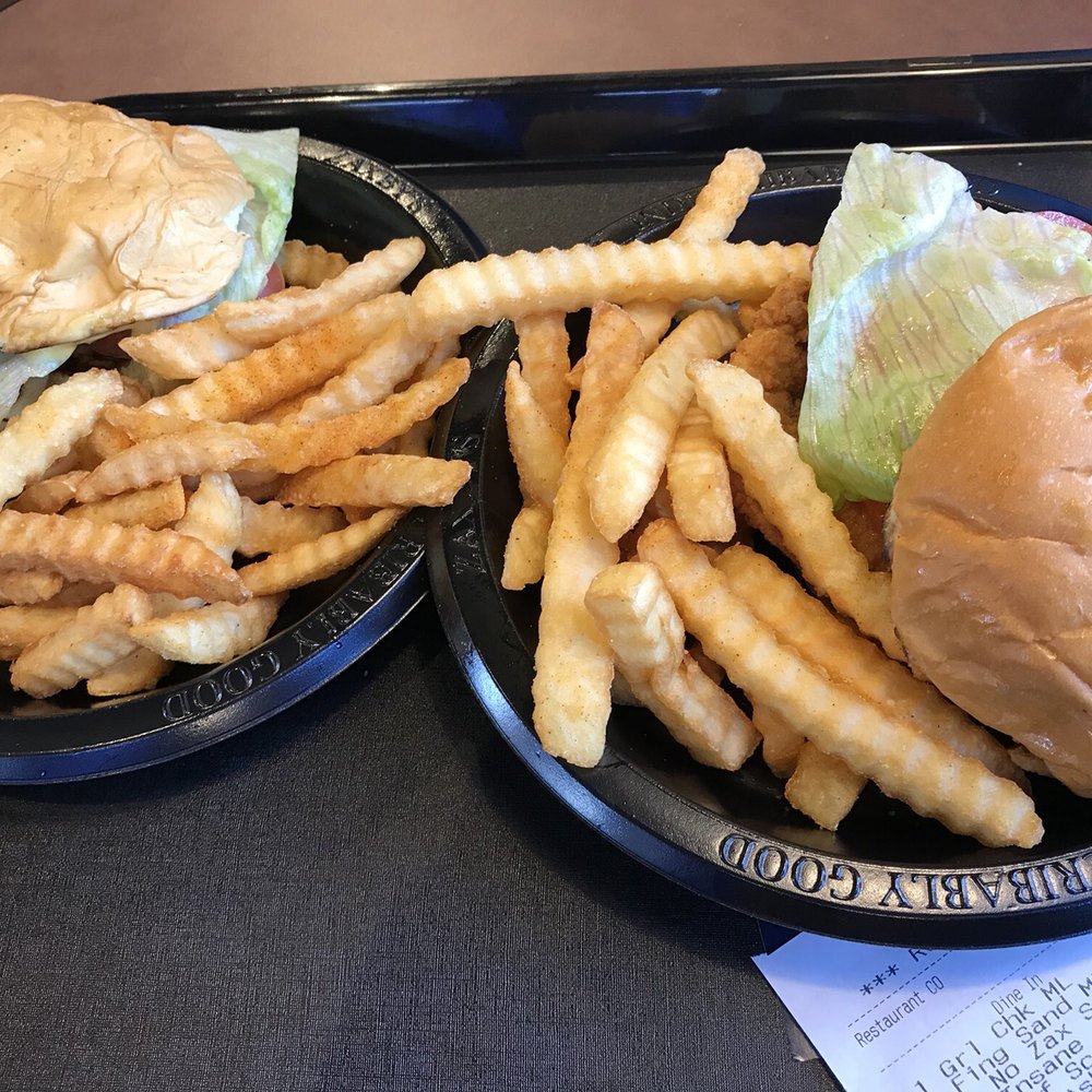 Zaxbys - Grilled chicken and Chicken tender sandwiches with crinkles fries. Not pictured: side of insane hot sauce. So spicy! - Fast Food Near Me - Sugar Land, Texas