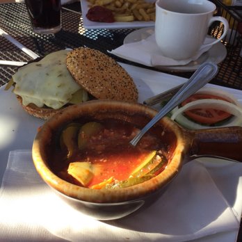 The Cafe - Wonderful special of Greek veggie soup and pepper burger - Burgers Near Me - Sonoita, Arizona The Cafe - Wonderful special of Greek veggie soup and pepper burger - Burgers Near Me - Sonoita, Arizona