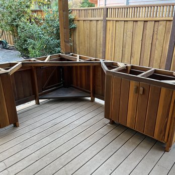 Jack's Decks - Original deck needing repair with termite damage and non level cabinet base. - Decks & Railing Near Me - San Jose, California