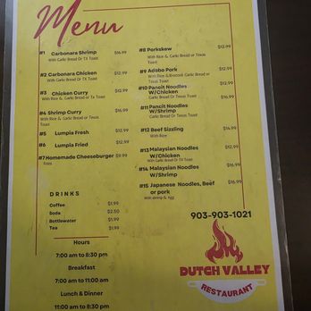 Dutch Valley - Menu Picture 2/2 - Filipino Near Me - Palestine, Texas Dutch Valley - Menu Picture 2/2 - Filipino Near Me - Palestine, Texas