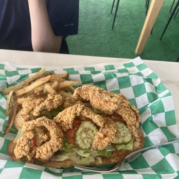 Marilynn's Place - Catfish poboy with tons of battered goodness. - Salad Near Me - Shreveport, Louisiana Marilynn's Place - Catfish poboy with tons of battered goodness. - Salad Near Me - Shreveport, Louisiana