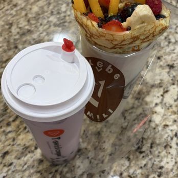 T Swirl Crepe - Taro Milk Tea & T-swirl Fruit Cocktail crepe - Desserts Near Me - Chandler, Arizona
