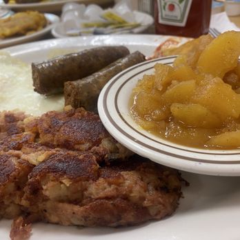 Spring Cafe - Corn Beef Hash and Sausage & Eggs Breakfast with apples. - Breakfast & Brunch Near Me - Raleigh, North Carolina Spring Cafe - Corn Beef Hash and Sausage & Eggs Breakfast with apples. - Breakfast & Brunch Near Me - Raleigh, North Carolina