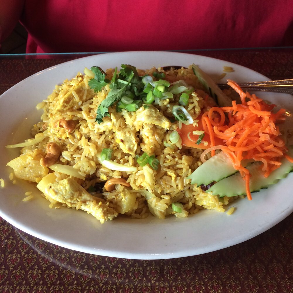 Manee Thai Restaurant - Pineapple fried rice with chicken. - Thai Near Me - Ballwin, Missouri Manee Thai Restaurant - Pineapple fried rice with chicken. - Thai Near Me - Ballwin, Missouri