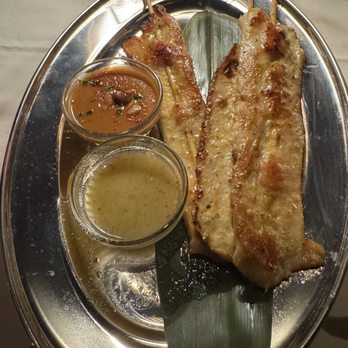 Twin Tails - Peanut-ginger chicken satay - Thai Near Me - New York, New York Twin Tails - Peanut-ginger chicken satay - Thai Near Me - New York, New York