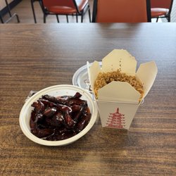 Shanghai Express - Boneless spare ribs and plain fried rice
