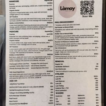 Làmay Nail Spa - The front of the menu - Nail Salons Near Me - Burbank, California Làmay Nail Spa - The front of the menu - Nail Salons Near Me - Burbank, California