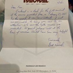 Pak Mail - Letter from Bill along with check