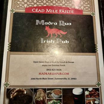 Madra Rua Irish Pub - Menu - Irish Near Me - Summerville, South Carolina Madra Rua Irish Pub - Menu - Irish Near Me - Summerville, South Carolina