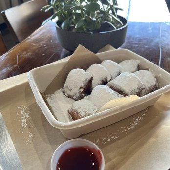 Beignet Spot - Classic order with a side of raspberry dip - Coffee & Tea Near Me - Riverside, California Beignet Spot - Classic order with a side of raspberry dip - Coffee & Tea Near Me - Riverside, California
