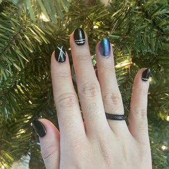 2EM Nail Place - Short gel-x with chrome and metalic tape - Nail Salons Near Me - Irvine, California