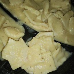 My order was the Chicken & Dumpling dinner. My 3 sides were all extra dumplings.This is them in all their dry, crusty-ness. Wanna bite? My order was the Chicken & Dumpling dinner. My 3 sides were all extra dumplings.This is them in all their dry, crusty-ness. Wanna bite?