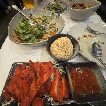 Burma Roots - Crispy Pork Belly and Tea Leaf Salad and Egg & Okra Curry - Burmese Near Me - San Jose, California Burma Roots - Crispy Pork Belly and Tea Leaf Salad and Egg & Okra Curry - Burmese Near Me - San Jose, California