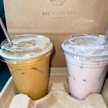 The Flour Box - Hillman Cinny Iced Coffee and Strawberry Milk - Bakeries Near Me - Seattle, Washington The Flour Box - Hillman Cinny Iced Coffee and Strawberry Milk - Bakeries Near Me - Seattle, Washington