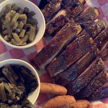 Phil's Bar-B-Que Pit - Full rack of ribs, greens, hush puppies and green beans - Barbeque Near Me - Black Mountain, North Carolina Phil's Bar-B-Que Pit - Full rack of ribs, greens, hush puppies and green beans - Barbeque Near Me - Black Mountain, North Carolina