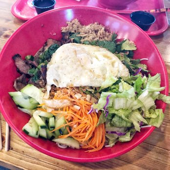 Moi Vietnamese Grill - Vermicelli bowl with grilled steak topped with fried egg and Moi's special sauces on the side. - Vietnamese Near Me - Pflugerville, Texas Moi Vietnamese Grill - Vermicelli bowl with grilled steak topped with fried egg and Moi's special sauces on the side. - Vietnamese Near Me - Pflugerville, Texas