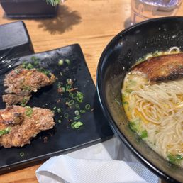 Black Garlic shoyu ramen and chicken tenders Black Garlic shoyu ramen and chicken tenders