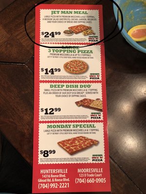 Menu photo 1 Jet's Pizza Huntersville, NC