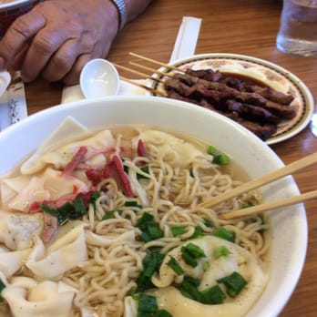Palace Saimin - Wonton mein w/ bbq sticks. - Japanese Near Me - Honolulu, Hawaii