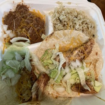 Fuzzy's Taco Shop - Fish taco with old beans and yesterday's rice - Breakfast & Brunch Near Me - Temple, Texas