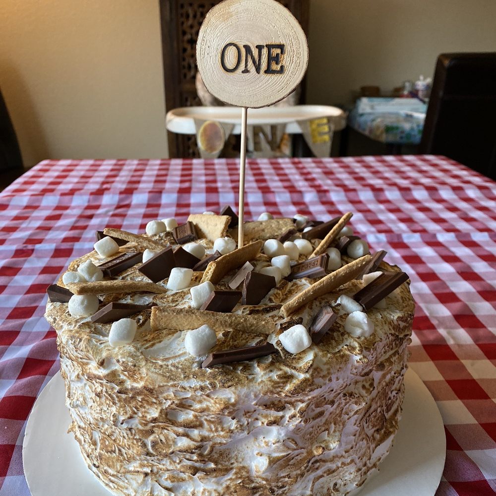 SweetArts - S'mores cake for my son's first birthday - Cupcakes Near Me - Tracy, California