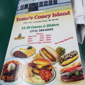 Toma's Coney Island - The menu - Breakfast & Brunch Near Me - Lincoln Park, Michigan Toma's Coney Island - The menu - Breakfast & Brunch Near Me - Lincoln Park, Michigan