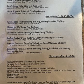 The Thirsty Cow Taphouse - More beverage options - Beer Bar Near Me - Baileys Harbor, Wisconsin The Thirsty Cow Taphouse - More beverage options - Beer Bar Near Me - Baileys Harbor, Wisconsin