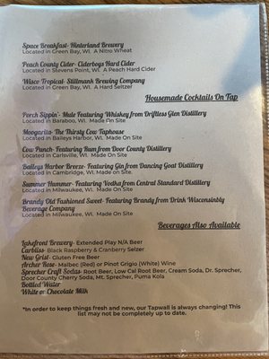 Menu photo 8 The Thirsty Cow Taphouse Baileys Harbor, WI Menu photo 8 The Thirsty Cow Taphouse Baileys Harbor, WI