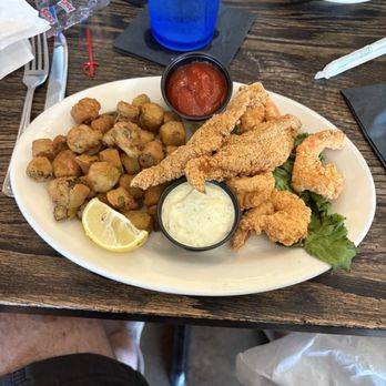 Cypress Grill - Fried Shrimp and Fried Catfish with Okra - American Near Me - Austin, Texas