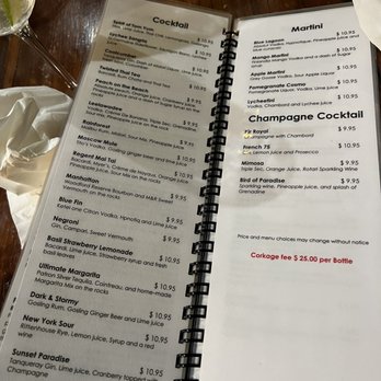The Regent - Drink menu (cocktails, martinis, and champagne cocktails) - Thai Near Me - Washington, DC, District of Columbia