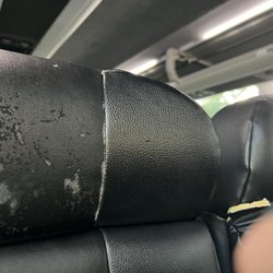Greyhound Bus Lines - Greyhound bus seats--torn, dirty