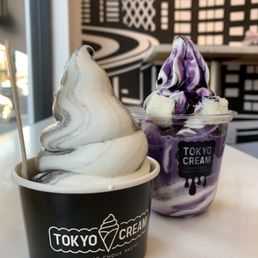 swirl (black sesame + Hokkaido milk) & the murasaki ube sundae
