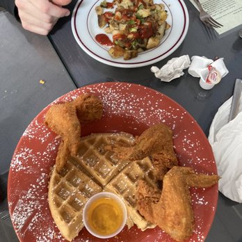The Arnett Cafe - Chicken and waffles and side of Home Fries - Southern Near Me - Rochester, New York The Arnett Cafe - Chicken and waffles and side of Home Fries - Southern Near Me - Rochester, New York