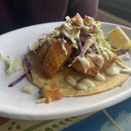 Fish taco w/generous amount of fish! Fish taco w/generous amount of fish!