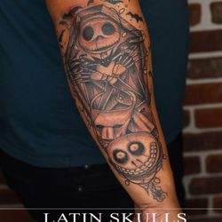 Latin Skulls - Jack Skellington Tattoo done at Latin Skulls